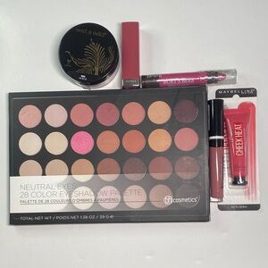 New Makeup Bundle #2 BH Cosmetics Eye Palette,1 Highlight,Blush , 3 Lip Products